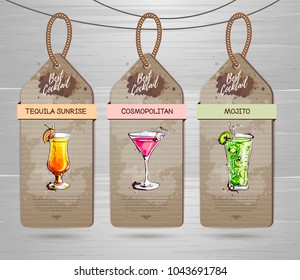 Set of Restaurant labels cocktail menu design