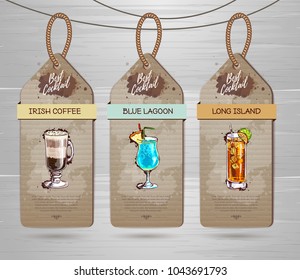 Set of Restaurant labels cocktail menu design