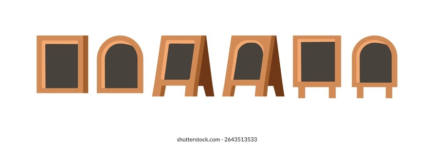 Set of restaurant  menu board. Woden board illustration. Cafe menu board.