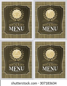 Set of restaurant menu cover design in vintage style/vector illustration