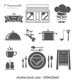 Set of restaurant menu design elements. Vector Illustration.