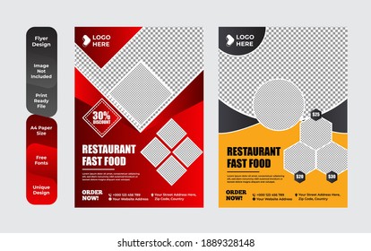 Set of restaurant menu and flyer design templates modern with colorful size A4 size. Vector illustrations for food and drink marketing material, ads, templates, cover design