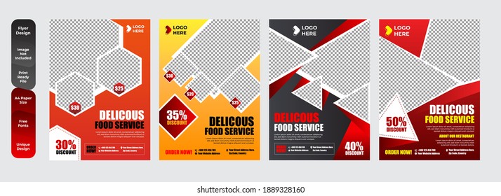 Set of restaurant menu and flyer design templates modern with colorful size A4 size. Vector illustrations for food and drink marketing material, ads, templates, cover design