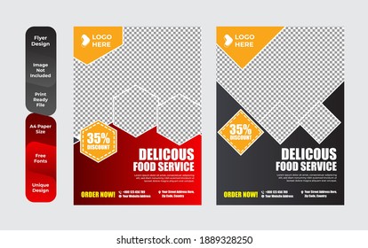 Set von Speisekarte und Flyer Design Vorlagen modern mit bunten Größe A4 Größe. Vektorgrafiken für Marketingmaterial für Lebensmittel und Getränke, Anzeigen, Vorlagen, Coverdesign