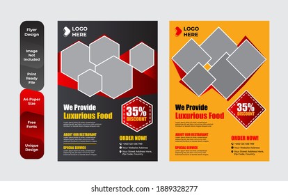 Set of restaurant menu and flyer design templates modern with colorful size A4 size. Vector illustrations for food and drink marketing material, ads, templates, cover design