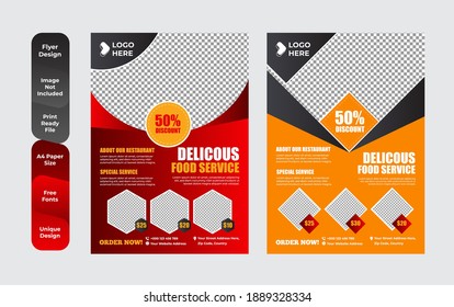 Set of restaurant menu and flyer design templates modern with colorful size A4 size. Vector illustrations for food and drink marketing material, ads, templates, cover design
