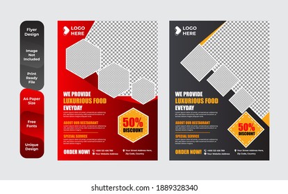 Set of restaurant menu and flyer design templates modern with colorful size A4 size. Vector illustrations for food and drink marketing material, ads, templates, cover design