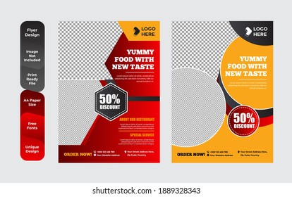 Set of restaurant menu and flyer design templates modern with colorful size A4 size. Vector illustrations for food and drink marketing material, ads, templates, cover design