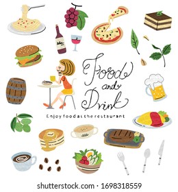 Set of restaurant menu icons.