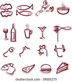 Set of restaurant menu icons