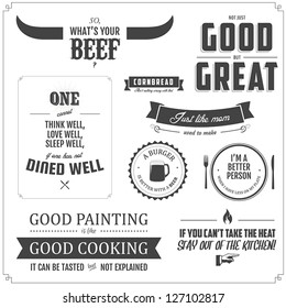 Set of restaurant menu typographic design elements