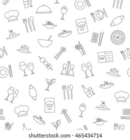 Set of restaurant pattern black icons