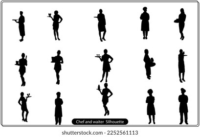 Set Of Restaurant Professions Silhouettes. Vector Image
