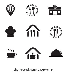 Set of restaurant related icon with black and white design