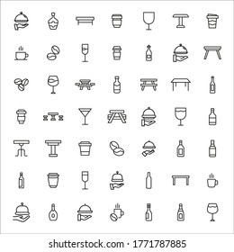 Set of restaurant related vector line icons. Premium linear symbols pack. Vector illustration isolated on a white background. Web symbols for web sites and mobile app. Trendy design. 