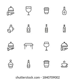 Set of restaurant related vector line icons. Premium linear symbols pack. Vector illustration isolated on a white background. Web symbols for web sites and mobile app. Trendy design.