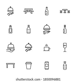 Conjunto de iconos de línea vectorial relacionados con el restaurante. Paquete de símbolos lineales premium. Ilustración vectorial aislada en un fondo blanco. Símbolos web para sitios web y aplicaciones móviles. Diseño de moda.