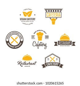 Set of Restaurant Shop Design Element in Vintage Style for Logotype, Label, Badge and other design.