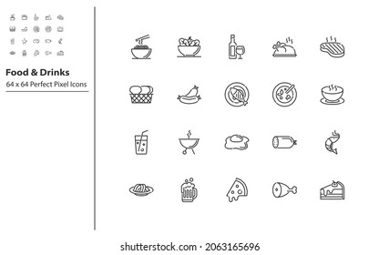 set of restaurant thin line icons, chef, menu, recipe