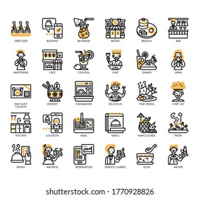 Set of restaurant thin line and pixel perfect icons for any web and app project. 