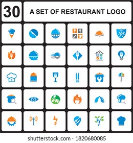 Un Conjunto De Vectores De Restaurantes , Un Conjunto De Logotipos De Comida