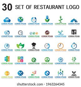 conjunto de vectores de restaurantes , conjunto de logotipo de alimentos