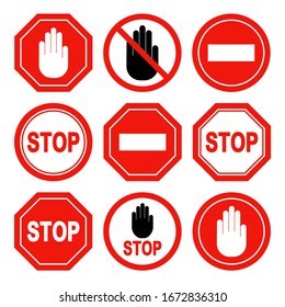 Stop Signs Collection Red White Traffic Stock Vector (Royalty Free ...