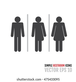 Set of restroom icons including gender neutral icon. Vector illustration for your graphic design.