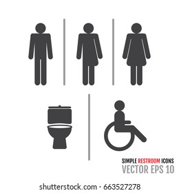 Set of restroom icons including gender neutral icon. Vector illustration for your graphic design.