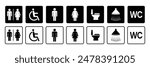 Set of restroom, toilet icon collection. Male and female restroom. Vector Illustration.