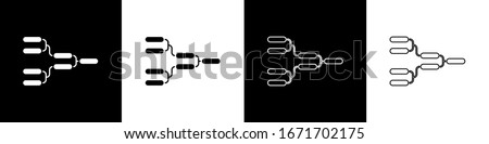 Set Results and standing tables scoreboard championship tournament bracket icon isolated on black and white background.  Vector Illustration