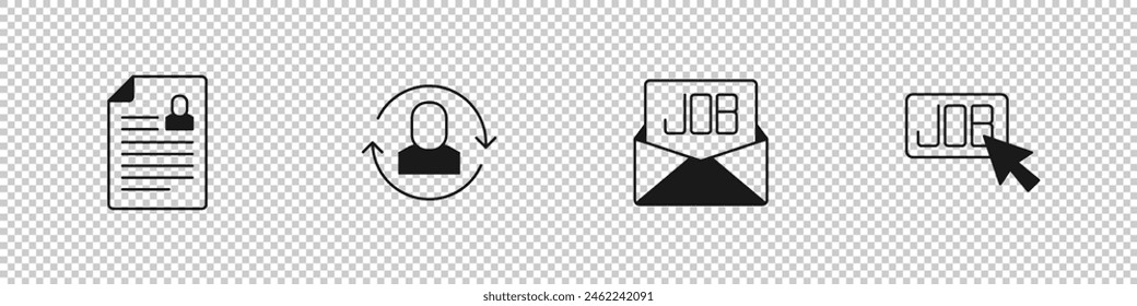 Set Resume, Exchange work, Search job and  icon. Vector