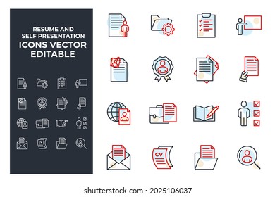 set of Resume and Self Presentation elements symbol template for graphic and web design collection logo vector illustration