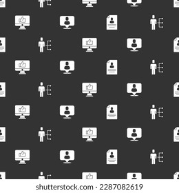 Set Resume, User of man in business suit, Hand like and Head hunting on seamless pattern. Vector