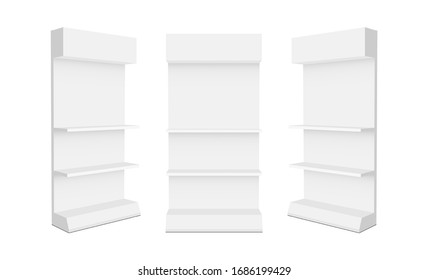 Set of retail display racks isolated on white background. Vector illustration