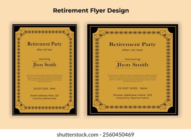 Set of retirement party invitation, square banner, instagram story and a4 poster, vector illustration eps 10