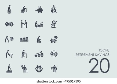 Set Of Retirement Savings Icons