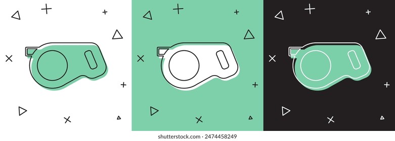 Set Retractable cord leash with carabiner icon isolated on white and green, black background. Pet dog lead. Animal accessory for outdoors walk.  Vector