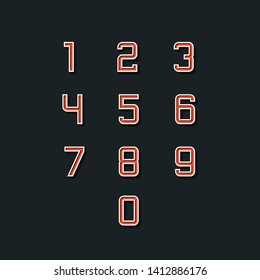 Set of retro 0-9 number icons. Vector illustration