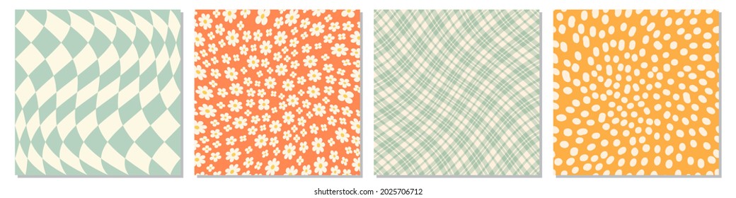 Set of retro 1970s style abstract backgrounds