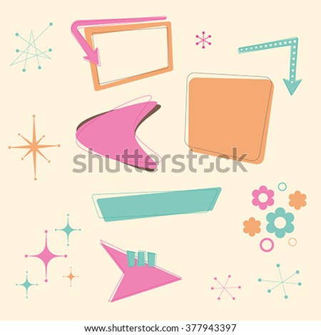 A set of retro 50s themed design elements