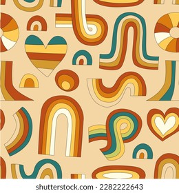 Set of retro 70s background, groovy hippe backgrounds
