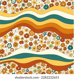 Set aus Retro-70er-Jahren-Hintergrund, groovy Hippe-Hintergrund
