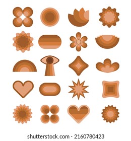 Set of retro 70s elements. Isolated retro elements. Stylish elements in the style of the seventies. Vector isolated icons in seventies style.