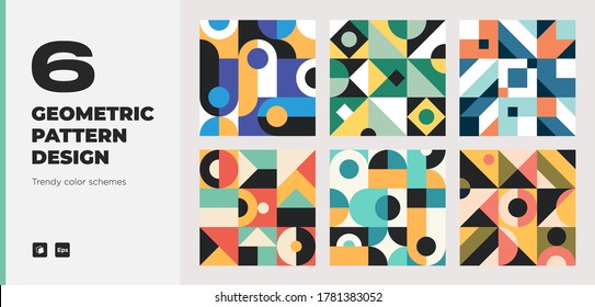 Set of Retro Abstract Geometric pattern designs. Applicable for Placards, Books, Posters, Flyers Banner etc.