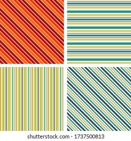 Set of retro abstract vector illustration geometric seamless pattern. Vertical stripes.  Wrapping paper. Print for interior design and fabric. Backdrop in vintage and retro style.
