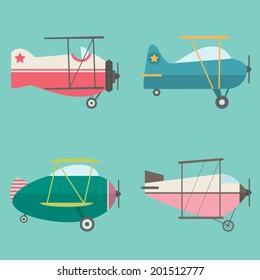 Set of Retro Airplanes