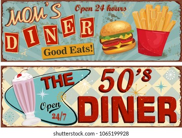 Set of retro American Diner posters.