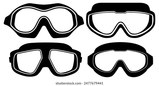 set retro aviator glasses goggles icon vector illustration