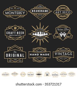 Set of retro badges logos for vintage product and business such as night club, whiskey, brewery, wine, craft beer, restaurant, handmade product. Vector illustration
